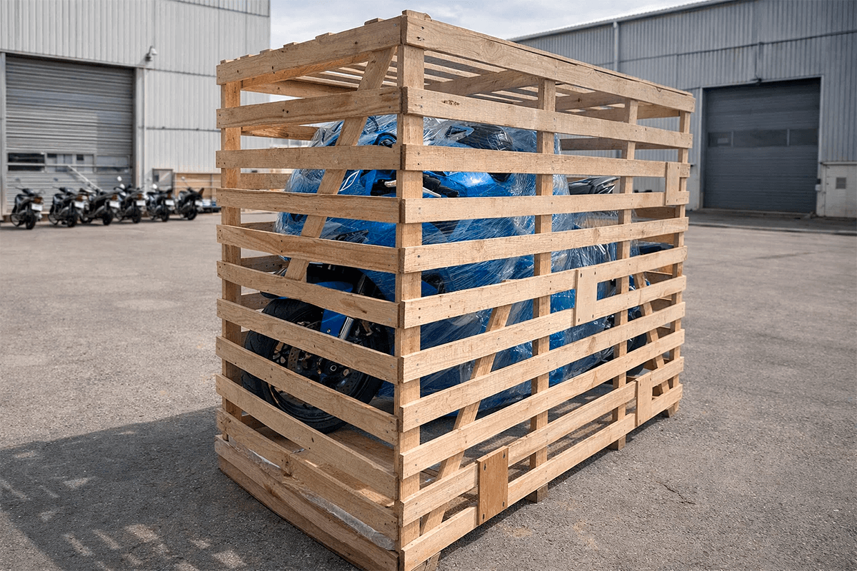 Доставка нового мотоцикла в обрешетке