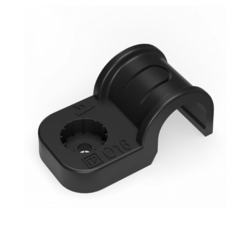 Крепеж-скоба пластиковая односторонняя для прямого монтажа черная в п/э д16 (50шт/уп) Промрукав