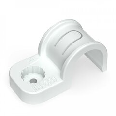 Крепеж-скоба пластиковая односторонняя для прямого монтажа белая в п/э д20 (50шт/уп) Промрукав