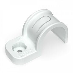 Крепеж-скоба пластиковая односторонняя для прямого монтажа белая в п/э д25 (50шт/уп) Промрукав