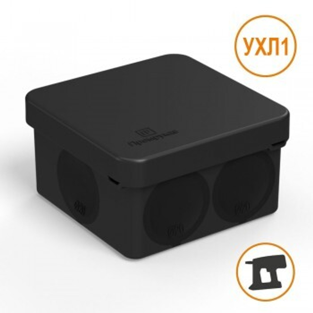 Коробка распределительная 60-0200-9005 для прямого монтажа двухкомпонентная безгалогенная (HF) черная 70х70х40 (1 шт/уп) Промрукав