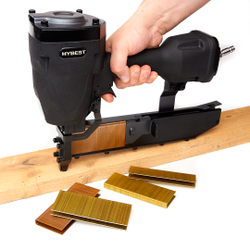 Пистолет для забивания скоб мебельный Hybest N851 (пневматический, каркасные скобы тип 155 16Ga)