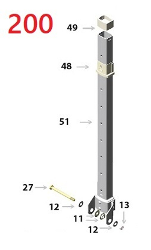 Комплект №200 для Строительные ходули 48-64". Стойка с регулировочными отверстиями 1 шт.