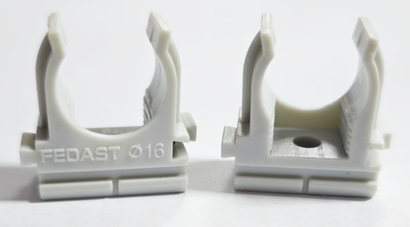 Крепеж-клипса для труб для монтажного пистолета серая в п/э д16 (100 шт/уп) Fedast