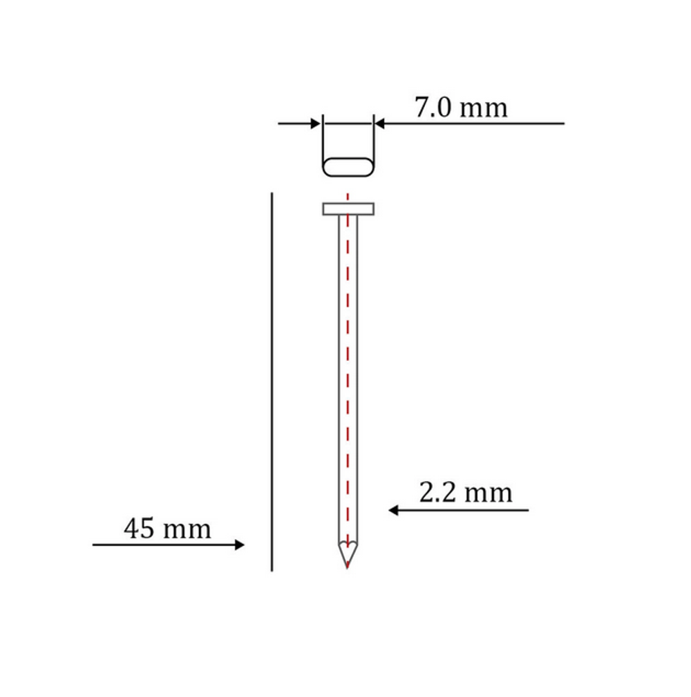 Гвоздь по бетону тип ST/TN для пневмо пистолета (45 мм, тип 14ga, 1000 шт/уп)