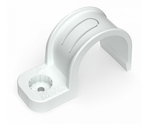 Крепеж-скоба пластиковая односторонняя для прямого монтажа белая в п/э д32 (25шт/уп) Промрукав