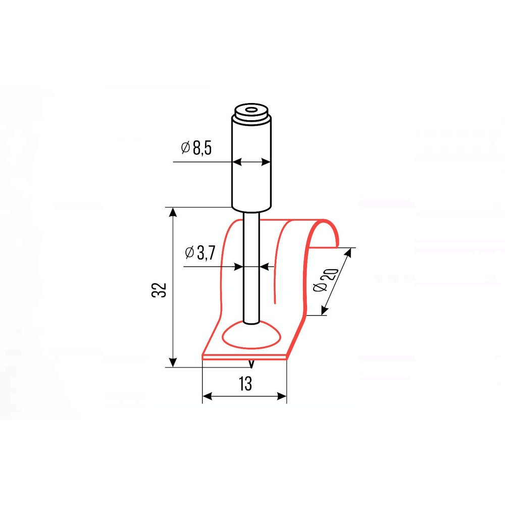 Гвозди монтажные пироксилиновые PA32-20K (гвоздь-скоба 20 мм, красный, 80 шт/уп) FEDAST