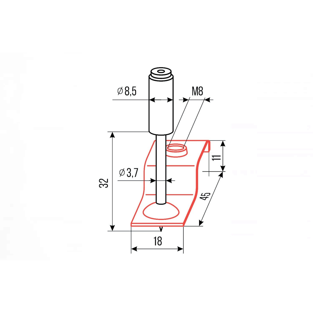 Гвозди монтажные пироксилиновые PA32-M8Z2 (гвозь-подвес под шпильку М8, 100 шт/уп) FEDAST