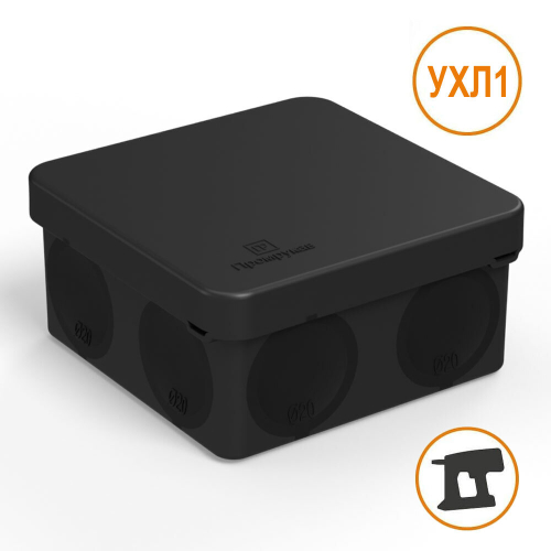 Коробка распределительная 60-0210-9005 для прямого монтажа двухкомпонентная безгалогенная (HF) черная 80х80х40 (1 шт/уп) Промрукав