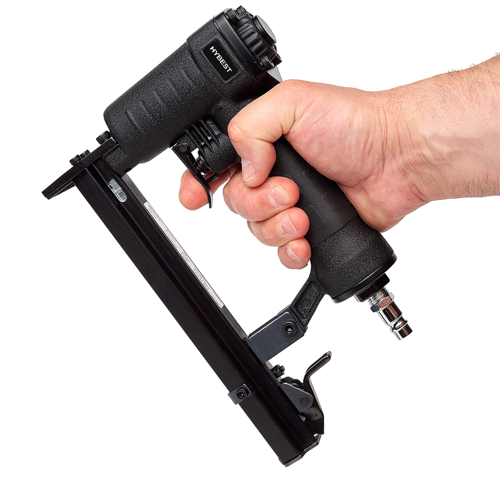 Пистолет скобозабивной мебельный Hybest 8016F (пневматический, обивочные скобы тип 80 21Ga)