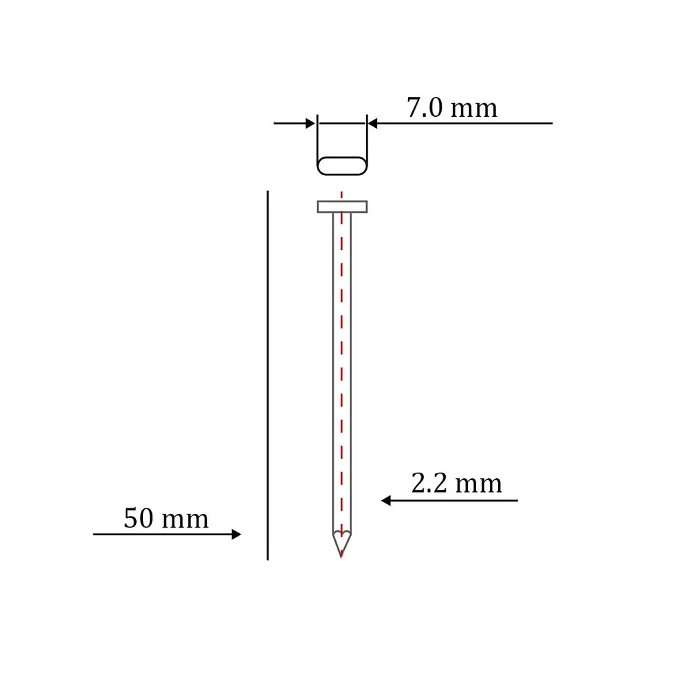 Гвоздь по бетону тип ST/TN для пневмо пистолета (50 мм, тип 14ga, 1000 шт/уп)