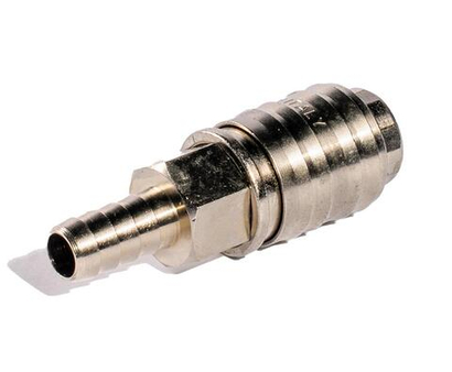 Фитинг Муфта евро (мама) - Штуцер елочка 8 мм Латунь/Никель для пневматики