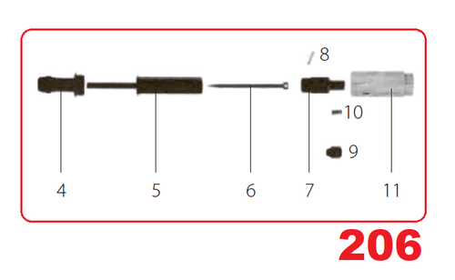 Запчасть №206 для FDPAG-H8. Ствол в сборе (4, 11)