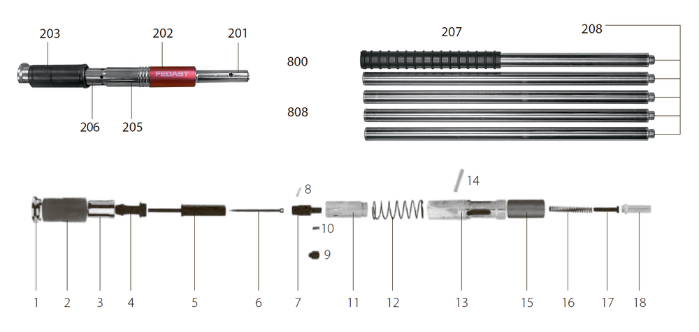 Монтажный пороховой пистолет для подвесных потолков FEDAST H8 в сумке